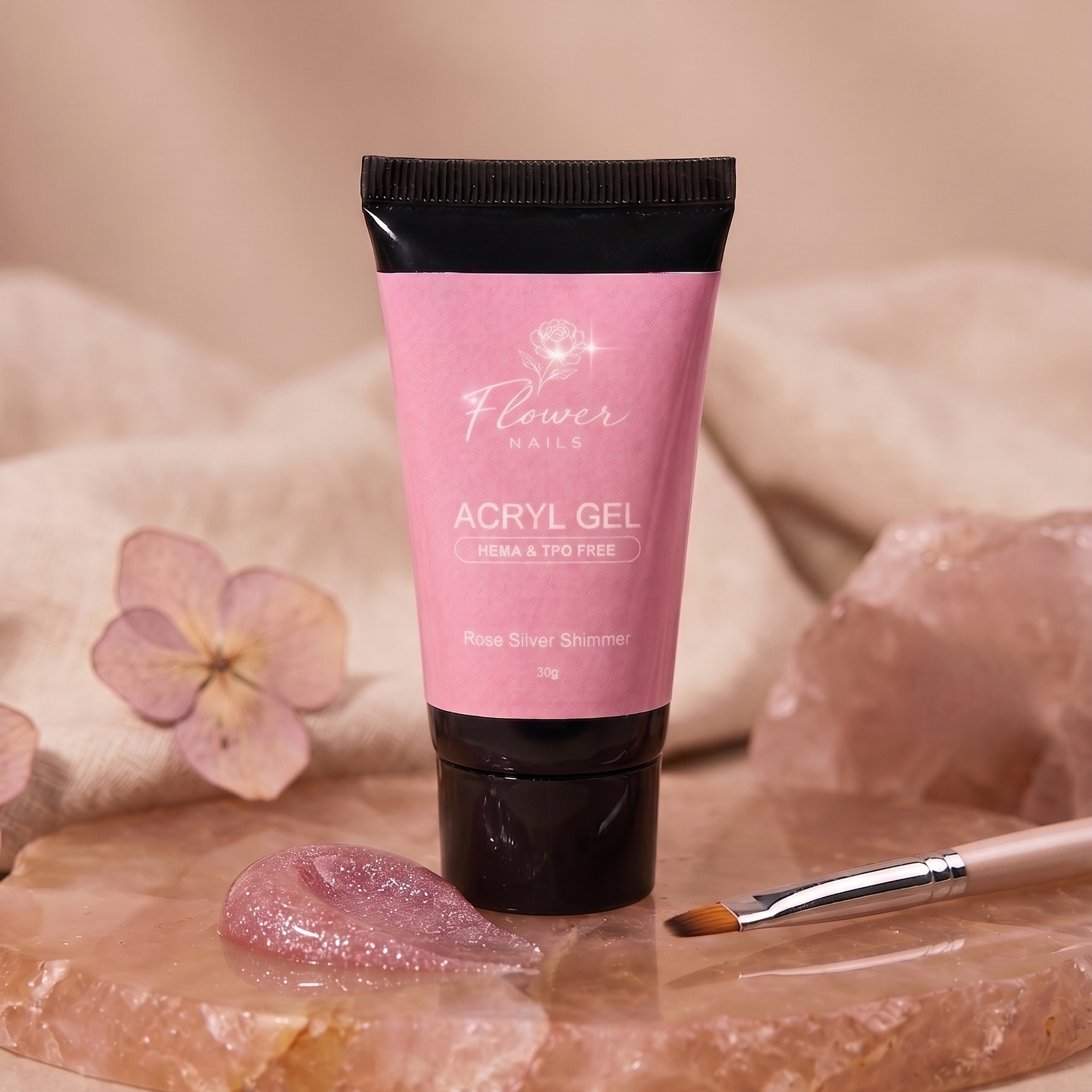 Akril Gél - Rose Silver Shimmer - 30 G