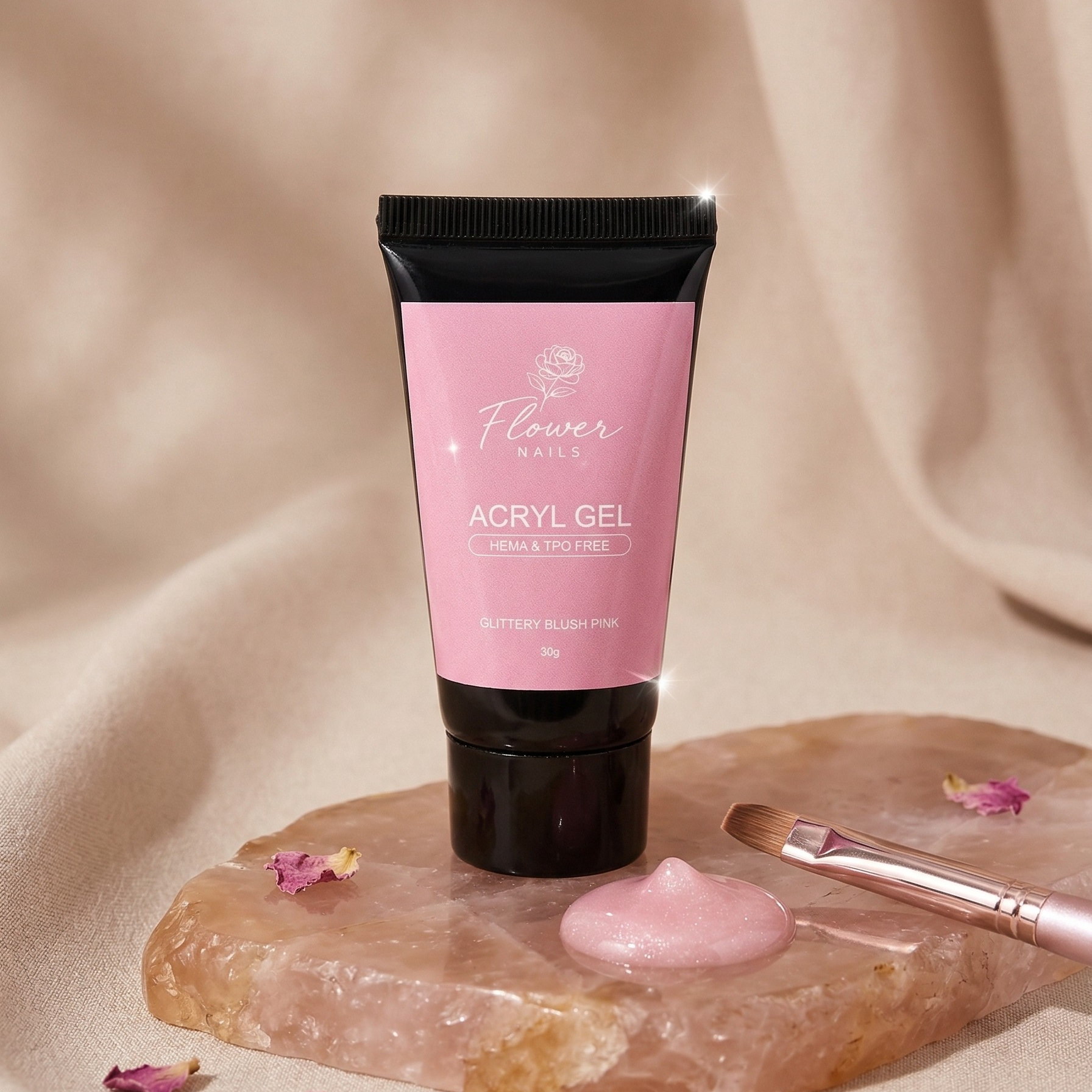 Akril Gél - Glittery Blush Pink - 30 G