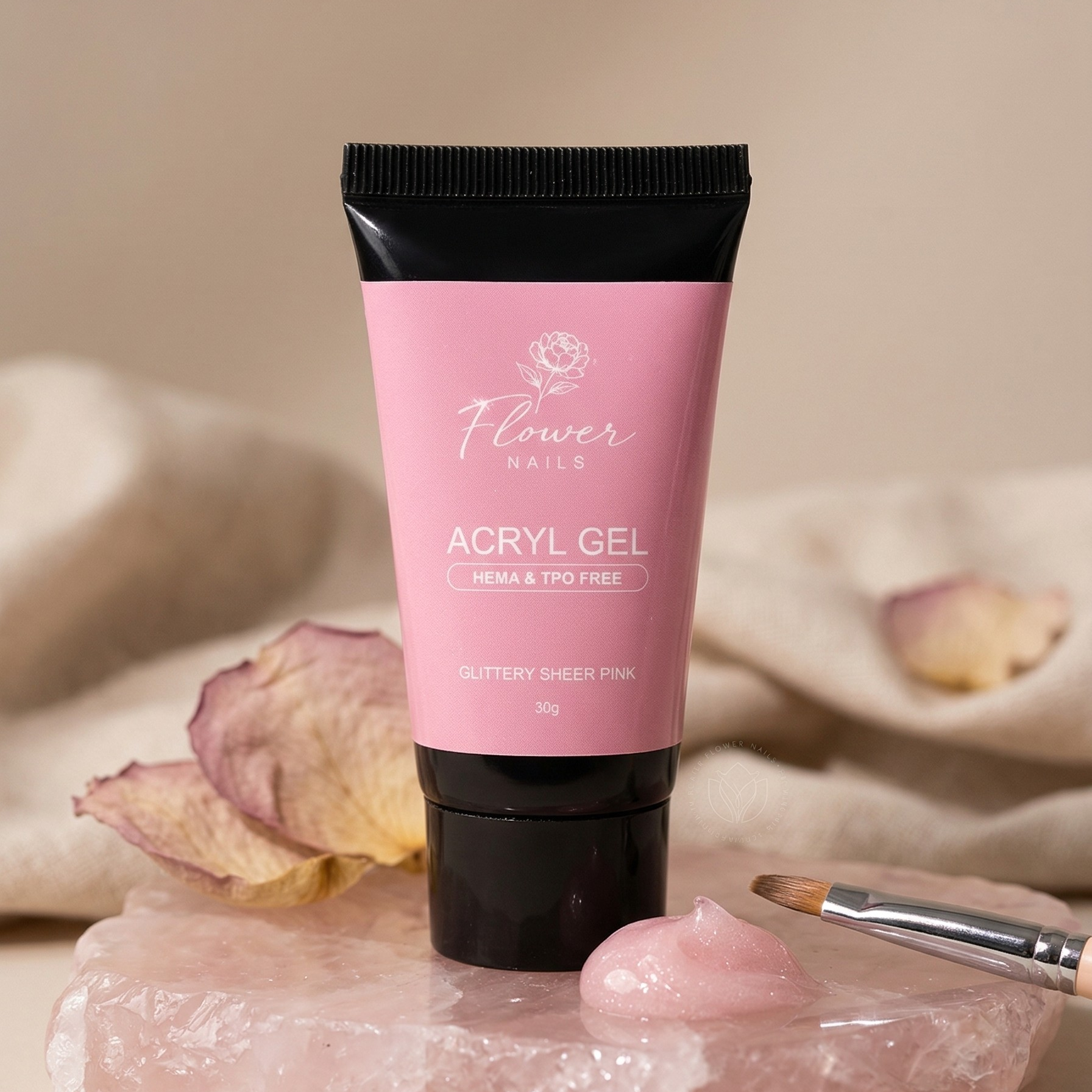 Akril Gél - Glittery Sheer Pink - 30 G
